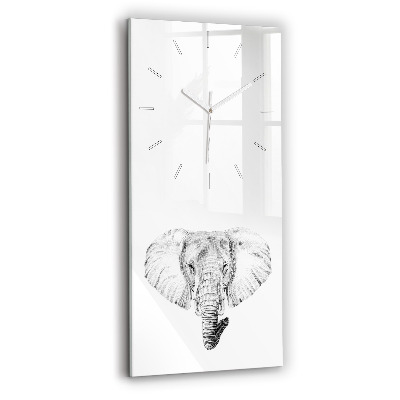 Modern vertical wall clock Graphic elephant head