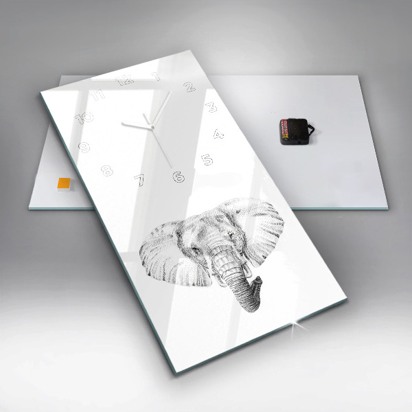 Modern vertical wall clock Graphic elephant head