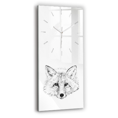 Modern vertical wall clock Graphic fox head