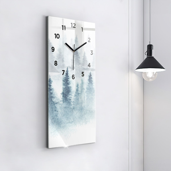 Modern vertical wall clock Winter forest