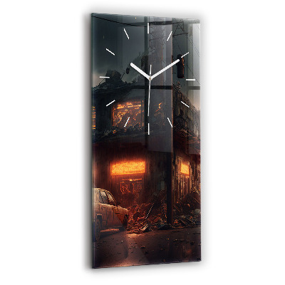 Modern vertical wall clock Apocalyptic building