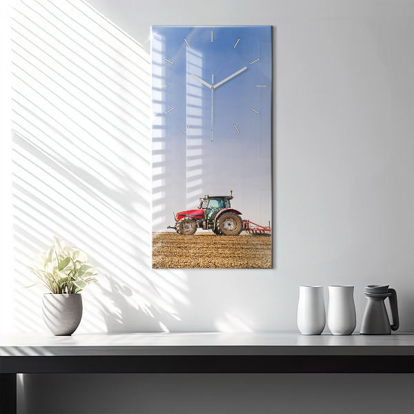 Modern vertical wall clock Farmer on a tractor