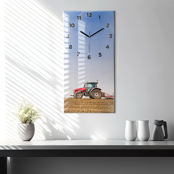 Modern vertical wall clock Farmer on a tractor