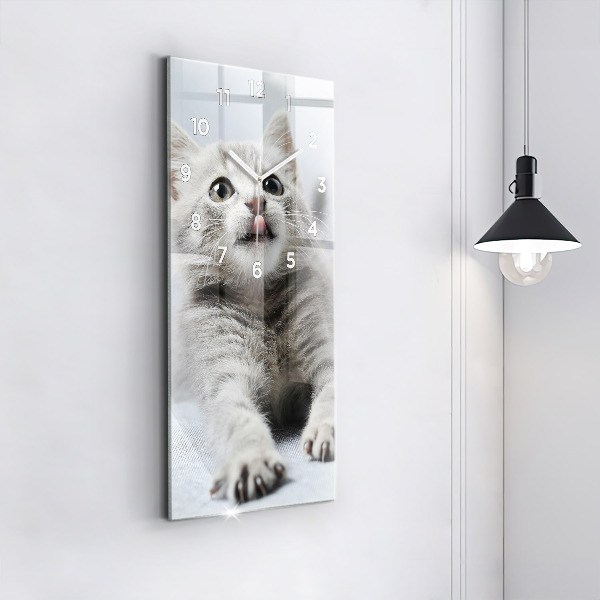 Modern vertical wall clock Cat on the couch
