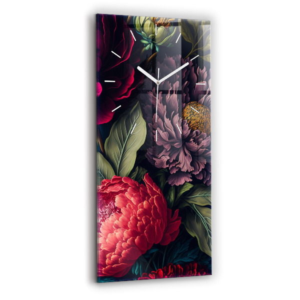 Modern vertical wall clock Vintage flower bouquet