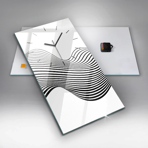 Modern vertical wall clock Black and white art