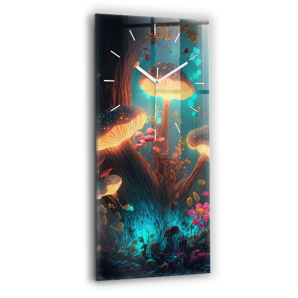 Modern vertical wall clock Forest and magic mushrooms