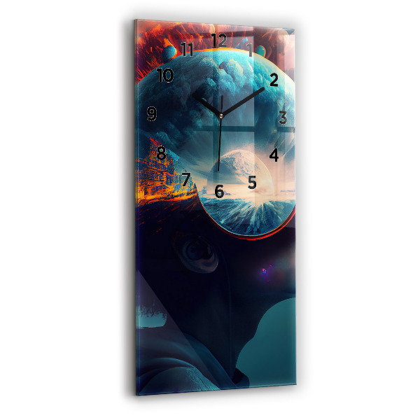 Modern vertical wall clock Futuristic world