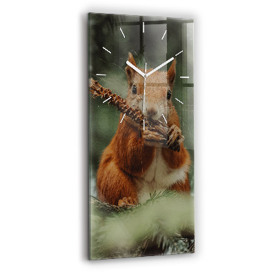 Modern vertical wall clock Squirrel and wild nature