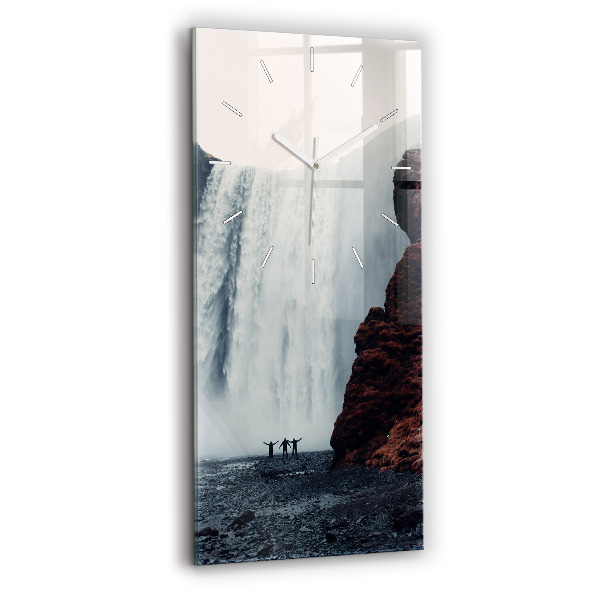 Modern vertical wall clock Waterfall Landscape Iceland