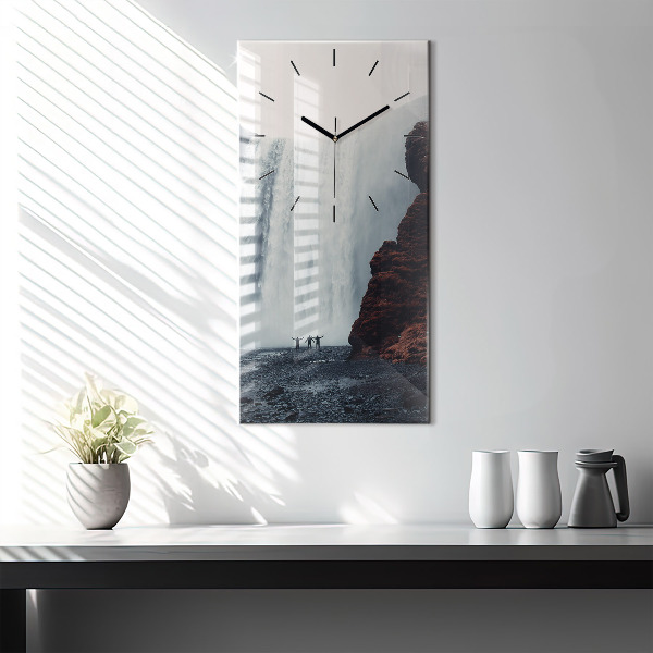 Modern vertical wall clock Waterfall Landscape Iceland