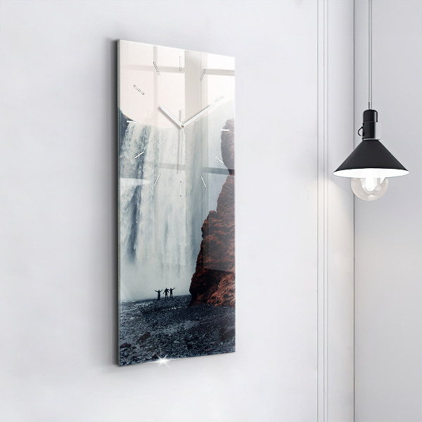 Modern vertical wall clock Waterfall Landscape Iceland