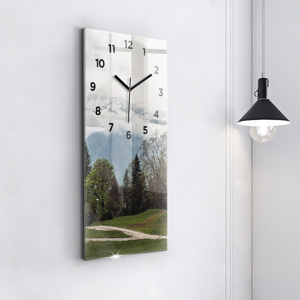 Modern vertical wall clock Mountain view