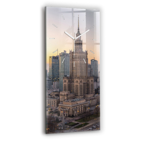 Modern vertical wall clock Panorama of Warsaw