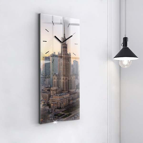 Modern vertical wall clock Panorama of Warsaw