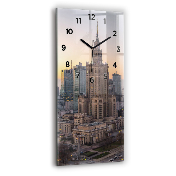 Modern vertical wall clock Panorama of Warsaw