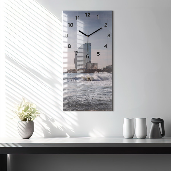 Modern vertical wall clock Barcelona Surfer