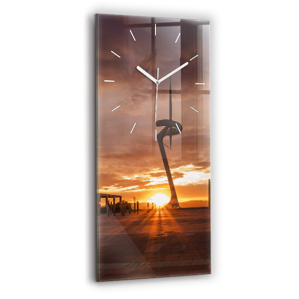 Modern vertical wall clock Barcelona Olympic Park