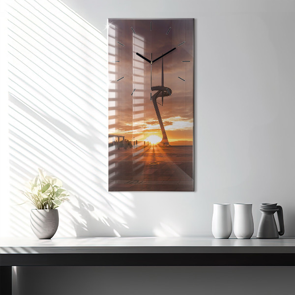 Modern vertical wall clock Barcelona Olympic Park