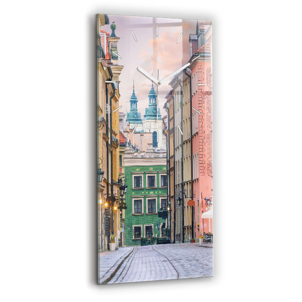 Modern vertical wall clock Old Town in Warsaw
