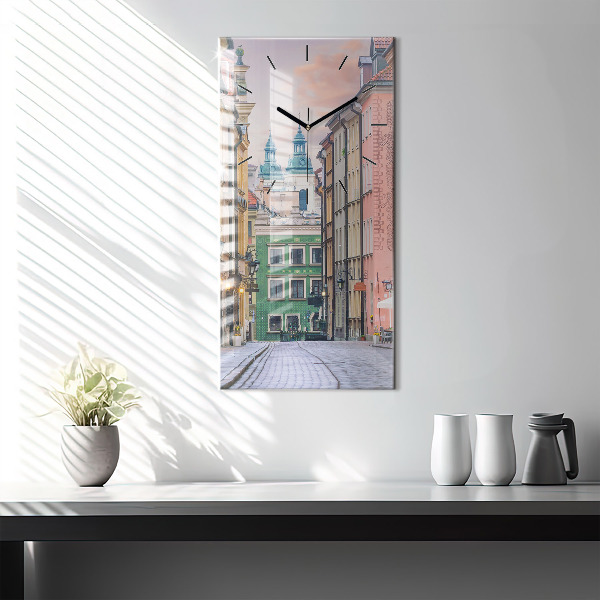 Modern vertical wall clock Old Town in Warsaw