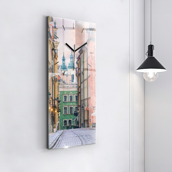 Modern vertical wall clock Old Town in Warsaw