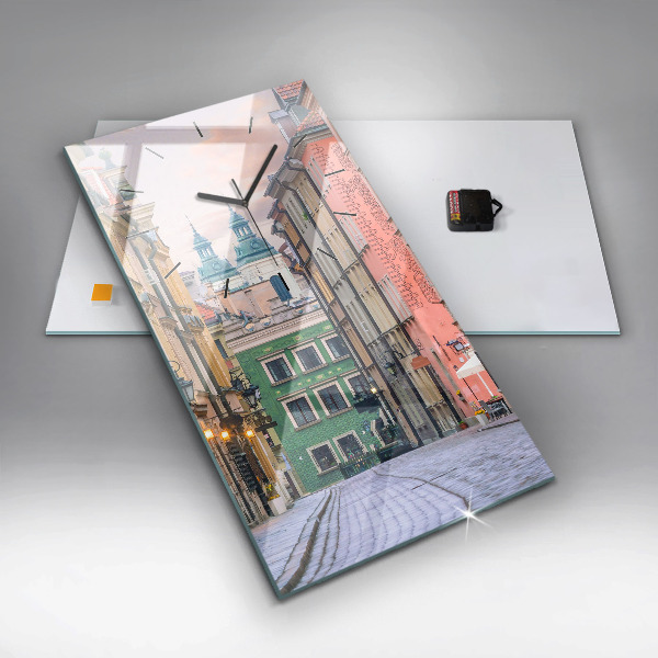 Modern vertical wall clock Old Town in Warsaw