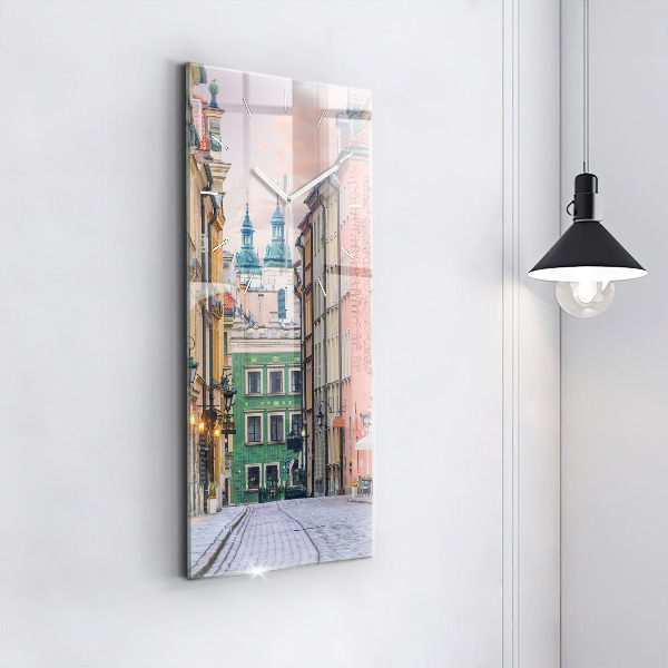 Modern vertical wall clock Old Town in Warsaw