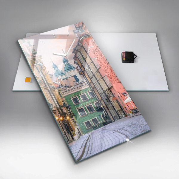 Modern vertical wall clock Old Town in Warsaw