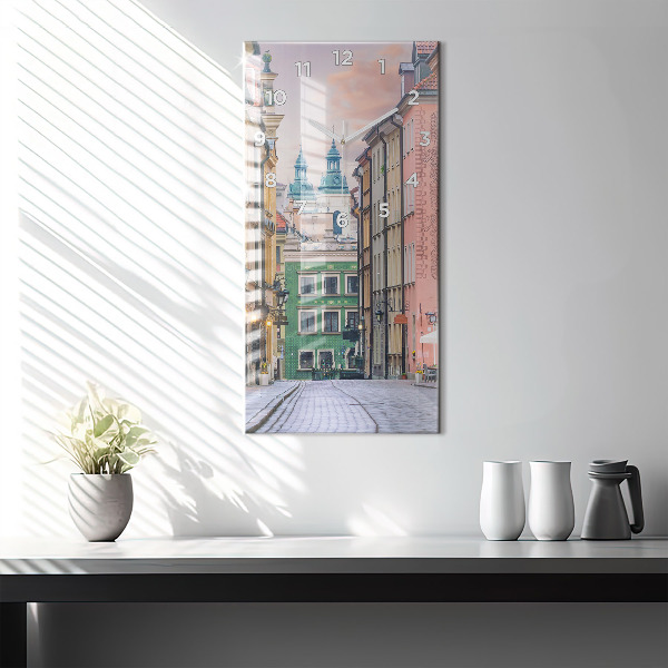 Modern vertical wall clock Old Town in Warsaw