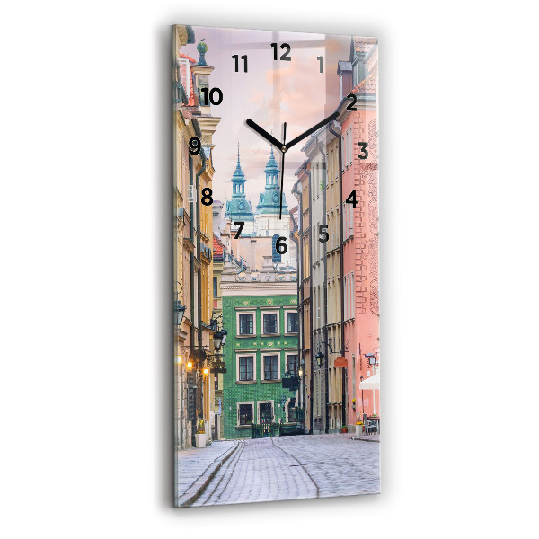 Modern vertical wall clock Old Town in Warsaw