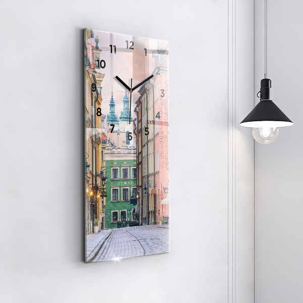 Modern vertical wall clock Old Town in Warsaw