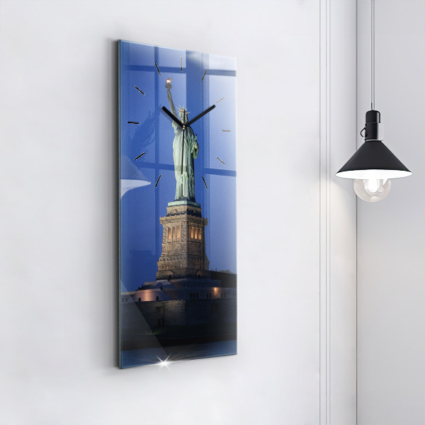Modern vertical wall clock Statue of Liberty New York