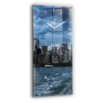Modern vertical wall clock New York Panorama