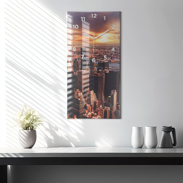 Modern vertical wall clock Panorama of the city west