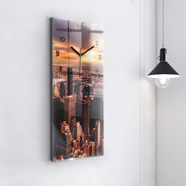 Modern vertical wall clock Panorama of the city west