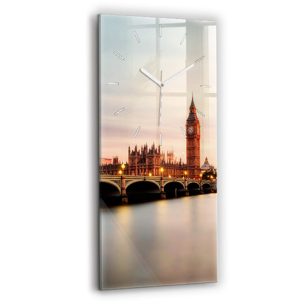 Modern vertical wall clock Big Ben London panorama