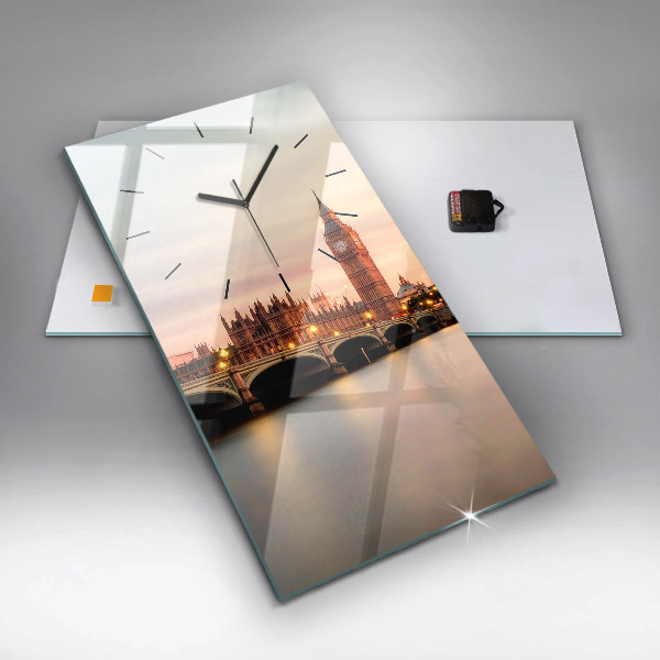 Modern vertical wall clock Big Ben London panorama