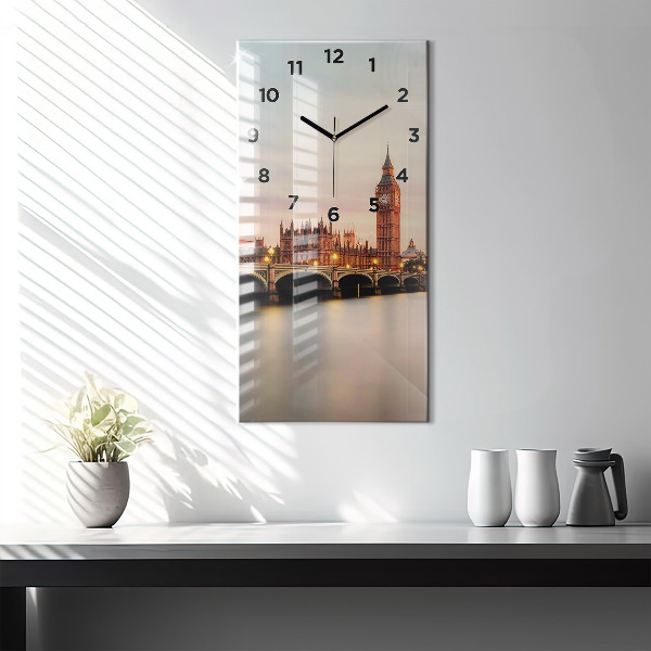 Modern vertical wall clock Big Ben London panorama