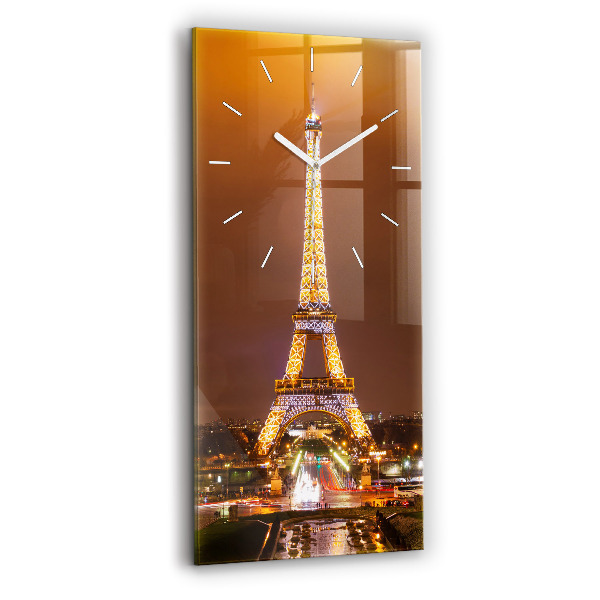 Modern vertical wall clock Illuminated Eiffel Tower