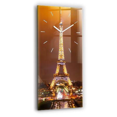 Modern vertical wall clock Illuminated Eiffel Tower