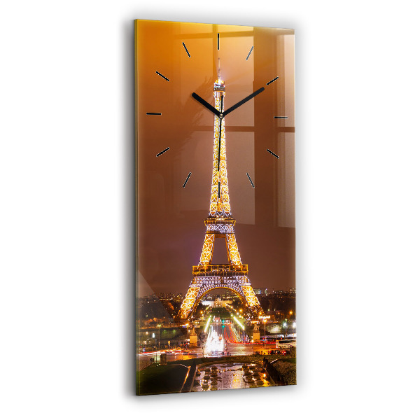 Modern vertical wall clock Illuminated Eiffel Tower