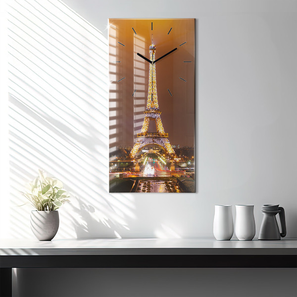 Modern vertical wall clock Illuminated Eiffel Tower