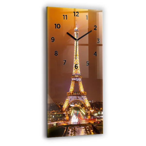 Modern vertical wall clock Illuminated Eiffel Tower
