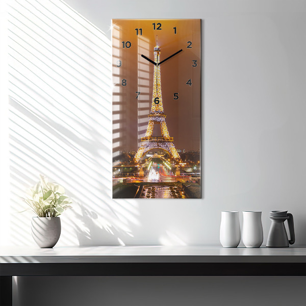 Modern vertical wall clock Illuminated Eiffel Tower
