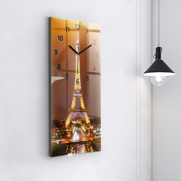 Modern vertical wall clock Illuminated Eiffel Tower