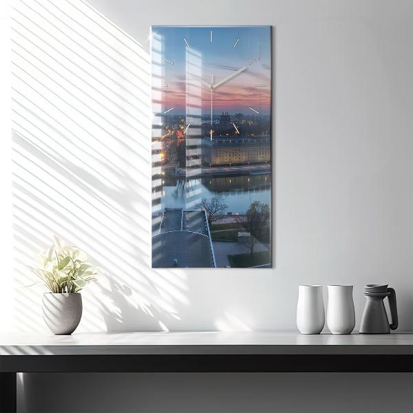 Modern vertical wall clock Wroclaw from a drone