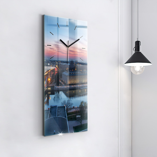 Modern vertical wall clock Wroclaw from a drone