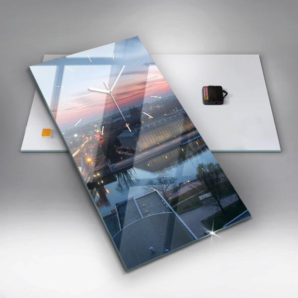 Modern vertical wall clock Wroclaw from a drone
