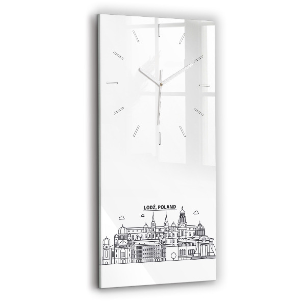 Modern vertical wall clock Lodz architecture panorama